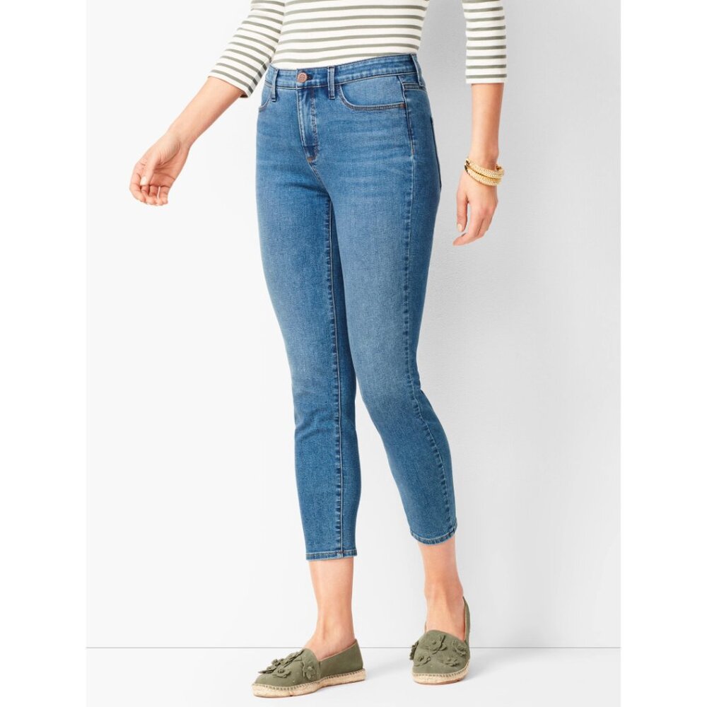 TALBOTS Womens' Cove Wash Denim Jegging Crop Capri Jeans Sz 14 Petite